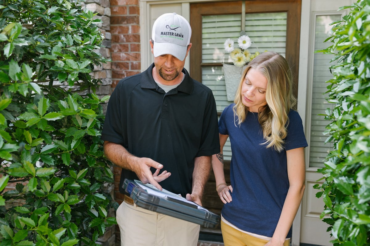 technician meets with customer